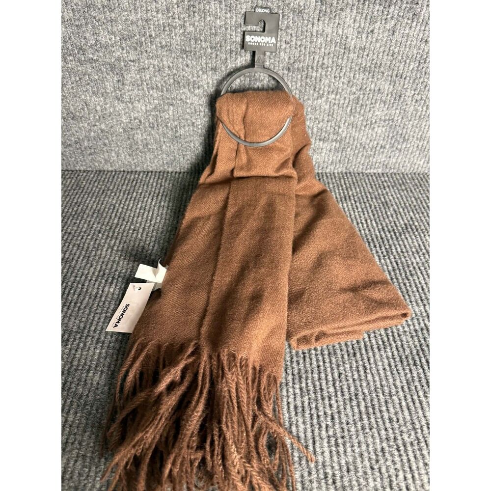 Sonoma Goods For Life Womens Solid Oblong Scarf Chocolate Brown NWT